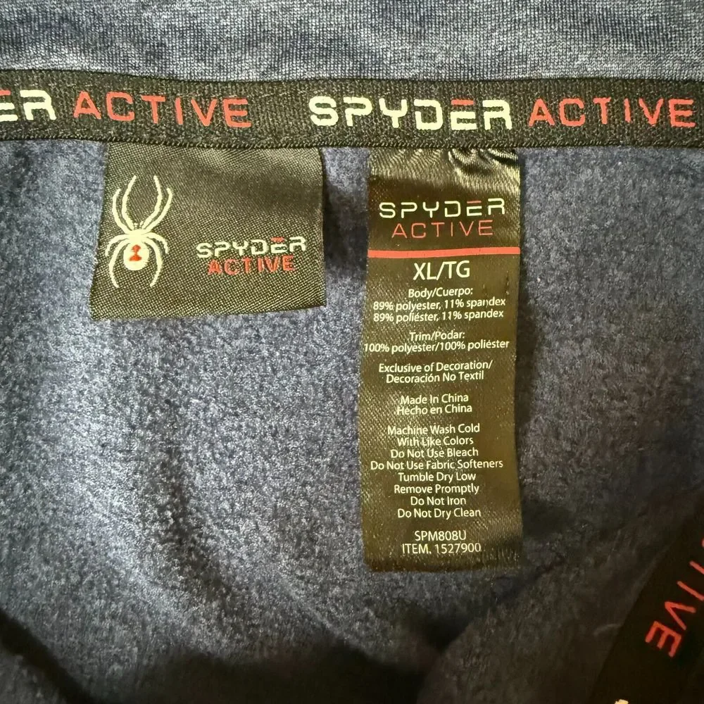 Spyder Shirt Mens XL Blue Active 1/4 Zip Pullover Lightweight‎ Mock Neck Stretch